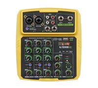 Mezclador USB De 4/6 Canales, Consola De DJ, Mezclador De Audio Con Bluetooth, 48V, Phantom Power Delay, Efecto Repaeat, Consola Mezcladora De Sonido(Yellow,4 Channel)