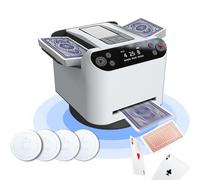 Mezclador Y Repartidor De Cartas Automático, Máquina De Reparto De Póker Giratoria 360° con Pantalla OLED Y Control Táctil, Recargable para 1-8 Jugadores White