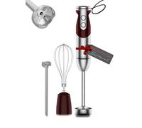 Mezcladora portátil sumergida de tres en uno mejorada por megawise pro titanium, potente motor de cobre con un 80% de cuchillas afiladas, mezcladora de cuerda de 12 velocidades (rojo)