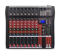 Mezcladores en vivo, USB 8 canales Reunión U disco MP3 boda di mezclador amplificador profesional mezclador de audio de escenario karaoke pantalla a color Mesas de mezclas de estudio