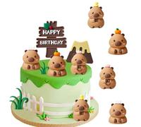 MEZHEN Capybara Decoración para Tartas Capybara Figuras Cumpleaños Decoración de Pastel Animales Toppers para Tartas Adorno para Tarta Fiesta de Cumpleaños Cupcake Topper 8 Piezas