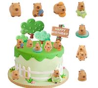 MEZHEN Capybara Decoración para Tartas Capybara Figuras Cumpleaños Decoración de Pastel Animales Toppers para Tartas Adorno para Tarta Fiesta de Cumpleaños Cupcake Topper