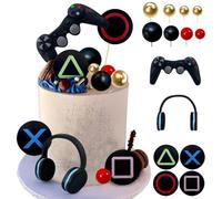 MEZHEN Decoración para Tartas Videojuegos Cumpleaños Decoración de Pastel Juego Toppers para Tartas Bola Adorno para Tarta Fiesta de Cumpleaños
