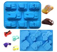 MEZHEN Moldes de Silicona Coche Molde de Pastel Molde para Hornear Tractor Molde de Silicona Moldes para Tartas Moldes de Repostería Mousse Jabón Chocolate Navidad Halloween 2 Piezas