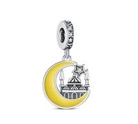 Mezquita Islam Muharram Allah Corán Religión Dios Iglesia Viajes Vacaciones Vacaciones Charm para Pulsera de dijes Cadena Anillo Accesorios Plata 925