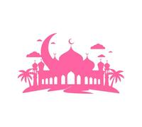 Mezquita islámica y diseño de luna creciente Calcomanías de grabado 34x59.3cm No se cae Rosa