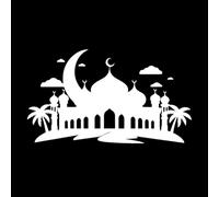 Mezquita islámica y diseño de luna creciente Pegatinas de grabado 54.4x94.9cm Vinilos para ventanas Blanco