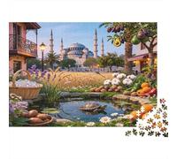 Mezquita Jardín Puzzle de 1000 Piezas Puzzle para Adultos Escena de Estanque Puzzle para Toda la Familia Relajante Regalo 70x50cm/1000pcs