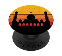 Mezquita Retro al Atardecer para Ramadán Eid Al-Adha Eid Al-Fitr PopSockets PopGrip Adhesivo