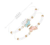 Mezrkuwr 2 Piezas Pulseras de Mariposa, Pulsera de Pareja, Pulsera BFF, Hilo Ajustable, Pulseras de Amistad, Regalos para Parejas, Pulsera para Buenos Amigos