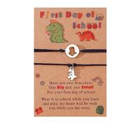 Meztole Pulseras de regalo para mamá y yo, regalo para el primer día de escuela, regalo de jardín de infantes para madre e hija, juego de pulseras de deseos de dinosaurio a juego para niños y niñas,