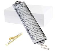 Mezuzah con pergamino para puerta, placa de metal mezuzah, Mezuzahs para puerta exterior, funda de mezuzá para puerta judía, regalos judíos, regalo de bendición de inauguración de la casa (plata)