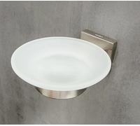 Mezzo tec Jabonera con Inserto de Vidrio Metal Mate Cepillado/Vidrio Satinado