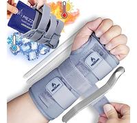 mezzuno Muñequera Profesional para Tendinitis y Túnel Carpiano - Incluye Gel Pack de Frio y Calor Reutilizable - Alivio Efectivo para el Dolor y Entumecimiento de Manos-(S/M, IZQUIERDA)