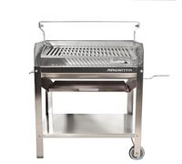 MF - Barbacoa Argentina ARGENTA 70i Inoxidable Profesional con Parrilla Elevable de 72 cm para Leña o Carbón