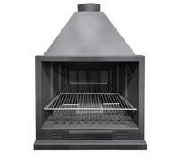 MF - Barbacoa de Leña para Interior Modelo A80 de 88 x 50 x 129 cm en Acero con Rejilla de Hierro Fundido, Parrilla de Asado, Control de Tiro y Pintura Anticalórica Negra