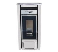 MF - Estufa de Pellets Canalizable Modelo VALERIA de 17 kW con 2 Canalizaciones Independientes para Calentar hasta 460 m³ - Blanco