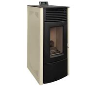 MF - Estufa de Pellets Modelo ATHENEA de 11,7 kW con Display Táctil, Depósito 28 kg y Acabado en Fundición Esmaltada para Calentar hasta 280 m³ - Beige