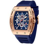 MF MINI FOCUS Reloj de pulsera a la moda, con esfera grande, luminoso, impermeable, deportivo, analógico, de cuarzo, para hombre, con correa de silicona, C-gold Blue, Relojes de cuarzo
