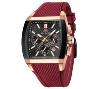 MF MINI FOCUS Reloj de pulsera analógico para hombre, reloj Tonneau para hombre con cronógrafo, ideal para entusiastas del deporte y uso diario, Red2