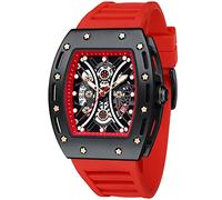 MF MINI FOCUS Reloj de pulsera de moda, con esfera grande, luminoso, resistente al agua, deportivo, analógico, de cuarzo, para negocios, para hombre, correa de silicona, reloj de vestir, A-Rojo,
