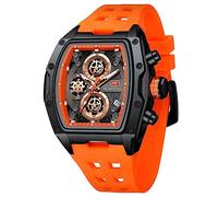 MF MINI FOCUS Reloj de pulsera de moda, con esfera grande, luminoso, resistente al agua, deportivo, analógico, de cuarzo, para negocios, para hombre, correa de silicona, reloj de vestir, Q-naranja.,