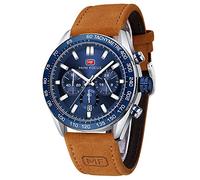MF Mini Focus - Reloj de pulsera para hombre, cronógrafo, impermeable, deportivo, analógico, de cuarzo, correa de silicona, reloj de pulsera para hombre, Z-marrón azul, Moda y ocio