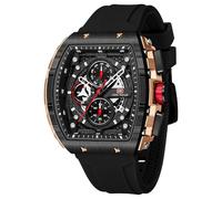 MF MINI FOCUS Reloj de pulsera para hombre, de moda, barril, cronógrafo, resistente al agua, luminoso, con calendario, correa de silicona, reloj de cuarzo para hombres
