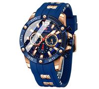 MF MINI FOCUS Reloj para hombre, cronógrafo, impermeable, deportivo, analógico, cuarzo, correa de silicona, reloj de pulsera para hombre, B-oro azul, Cronógrafo, relojes de cuarzo