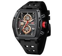 MF MINI FOCUS Relojes de pulsera únicos para hombre (cronógrafo/impermeable/luminoso/calendario), correa de silicona suave, relojes de moda para hombre, Todo negro, Moderno