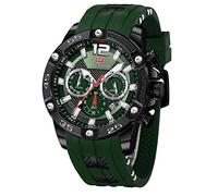 MF MINI FOCUS Relojes para hombre, relojes de pulsera casuales únicos (cronógrafo/resistente al agua/luminoso/calendario/24 horas), correa de silicona, relojes de moda para hombres, Verde, Cronógrafo
