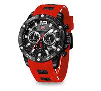 MF MINI FOCUS Relojes para hombre, relojes de pulsera casuales únicos (cronógrafo/resistente al agua/luminoso/calendario/24 horas), correa de silicona, relojes de moda para hombres, Rojo, Cronógrafo