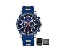 (MF0349G01B) Reloj de pulsera deportivo multifuncional de cuarzo de lujo para hombre con correa de silicona.