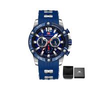 (MF0349G01B) Reloj de pulsera deportivo multifuncional de cuarzo de lujo para hombre con correa de silicona.