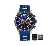 (MF0349G02B) Reloj de pulsera deportivo multifuncional de cuarzo de lujo para hombre con correa de silicona.