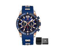 (MF0349G02B) Reloj de pulsera deportivo multifuncional de cuarzo de lujo para hombre con correa de silicona.