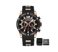 (MF0349G03B) Reloj de pulsera deportivo multifuncional de cuarzo de lujo para hombre con correa de silicona.