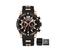 (MF0349G03B) Reloj de pulsera deportivo multifuncional de cuarzo de lujo para hombre con correa de silicona.