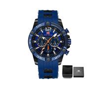 (MF0349G06B) Reloj de pulsera deportivo multifuncional de cuarzo de lujo para hombre con correa de silicona.