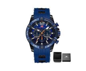(MF0349G06B) Reloj de pulsera deportivo multifuncional de cuarzo de lujo para hombre con correa de silicona.