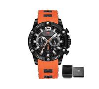 (MF0349G08B) Reloj de pulsera deportivo multifuncional de cuarzo de lujo para hombre con correa de silicona.