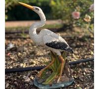 MFAOSHI Adorno De Grulla Blanca Exterior Pintado a Mano Resina Decoración del Césped Estanque Esculturas De Animales Raras Colección,Blanca,27 * 10 * 20cm