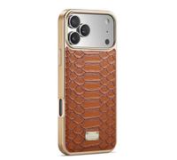 MFAOSHI Delgado Funda para iPhone 17 Pro Max/17 Pro/17 Air/17, Lujo Negocios Patrón Python Galvanizar Cuero Carcasa Antiarañazos Antichoque Móvil Caso,Marrón,17