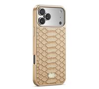 MFAOSHI Delgado Funda para iPhone 17 Pro Max/17 Pro/17 Air/17, Lujo Negocios Patrón Python Galvanizar Cuero Carcasa Antiarañazos Antichoque Móvil Caso,Beige,17 Pro