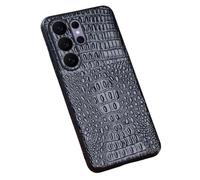 MFAOSHI Delgado Funda para Samsung Galaxy S26 Ultra/S26 +/S26, Cuero Verdad Cocodrilo Patrón Carcasa con Cámara Protección Cubierta,Negro,S26 +
