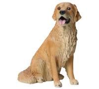 MFAOSHI Estatua De Perro De Jardín, Figuras De Golden Retriever, Escultura Conmemorativa Realista De Perro, Adornos De Resina Impermeables para Exterior,Oro,21 * 12 * 26cm