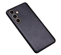 MFAOSHI Funda Cuero Verdad para Samsung Galaxy S26 Ultra/S26 +/S26, Delgado Lichi Patrón Negocios Carcasa con Cámara Protección Cubierta,Negro,S26