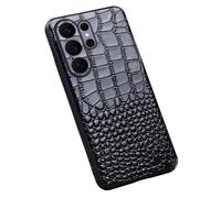 MFAOSHI Funda Cuero Verdad para Samsung Galaxy S26 Ultra/S26 +/S26, Delgado Negocios Cocodrilo Patrón Carcasa con Cámara Protección Cubierta,Negro,S26 +