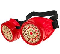 MFAZ Morefaz Ltd Gafas de Sol Welding Cyber Goggles Steampunk Goth Cosplay Sunglasses Round Glasses Party Fancy Dress (Red Design)