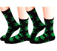 MFAZ Morefaz Ltd Juego de 2 calcetines de algodón para marihuana, cannabis, hierba, rasta, hombre y mujer, hoja M-L, Negro y verde., Altoa única
